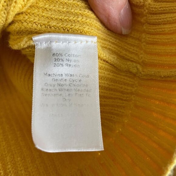 Talbots Yellow Ribbed Crew Neck Sweater Size Small Petite SP - Picture 4 of 10